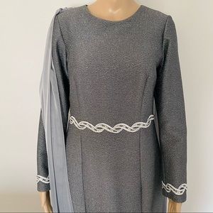 NWT grey silver evening prom dress